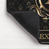 Zwart & Goud Barok Lijst Design-Monogram Muismat (Hoek)