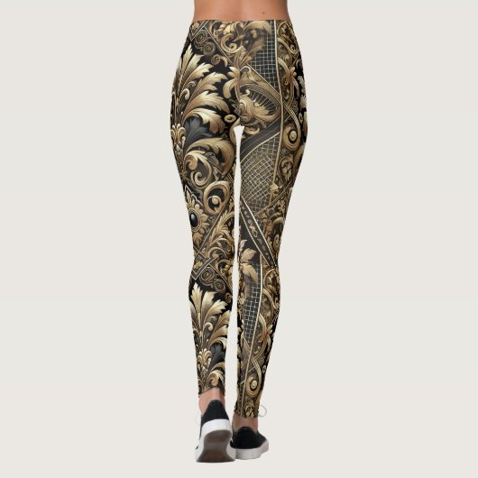 Zwart & Goud Barok Luxe Leggings (Achterkant)