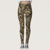 Zwart & Goud Barok Luxe Leggings (Voorkant)
