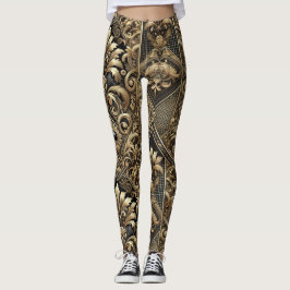 Zwart & Goud Barok Luxe Leggings