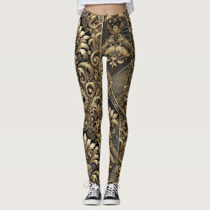 Zwart & Goud Barok Luxe Leggings