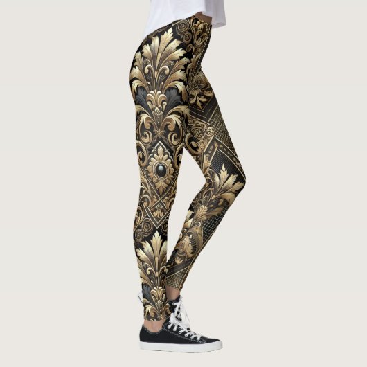 Zwart & Goud Barok Luxe Leggings (Rechts)