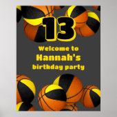 Zwart Goud Basketbal Team Kleuren Feest Welkom Poster (Voorkant)