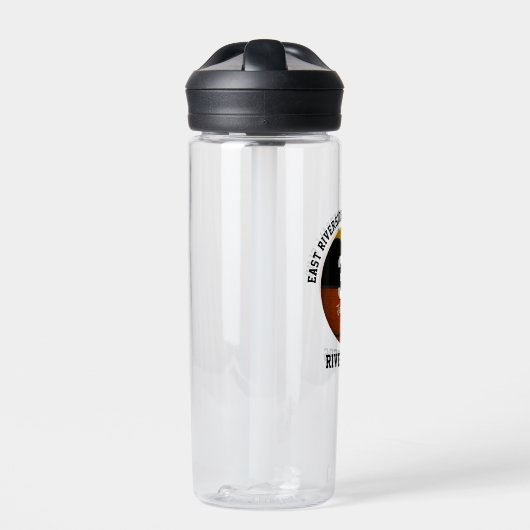 Zwart goud basketbal team kleuren gepersonaliseerd waterfles (Voorkant)