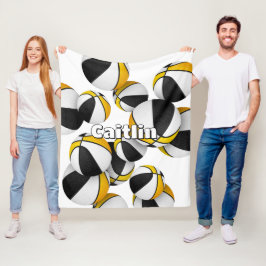 Zwart Goud Basketbal Team Kleuren Sport Decor Fleece Deken