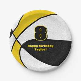 Zwart Goud Basketbal Team Kleuren Sportfeest Papieren Bordje