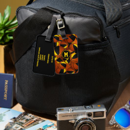 Zwart goud basketballen patroon team kleuren bagagelabel