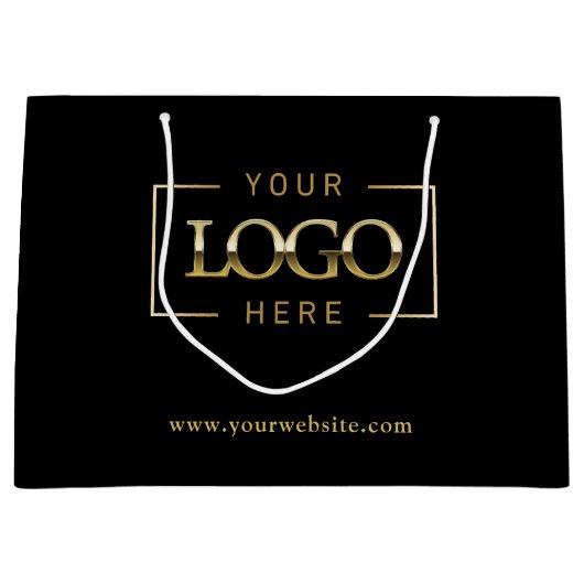 Zwart & Goud Bedrijf Custom Logo Minimalistische P Groot Cadeauzakje (Voorkant)