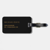 Zwart goud bedrijf logo monogram bagagelabel (Achterkant horizontaal)