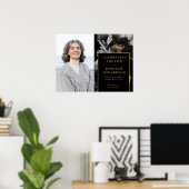 Zwart Goud Begrafenis Viering van het Leven Fotote Poster (Thuiskantoor)