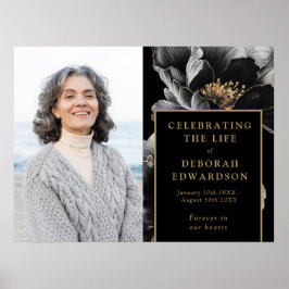 Zwart Goud Begrafenis Viering van het Leven Fotote Poster