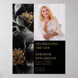 Zwart Goud Begrafenis Viering van het Leven Fotote Poster