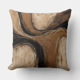 Zwart Goud Beige Abstract Gemarmerd Kussen