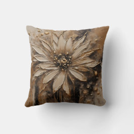Zwart Goud Beige Bloemmotief Kussen