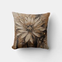 Zwart Goud Beige Bloemmotief Kussen