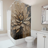 Zwart Goud Beige Bruin Abstract Douchegordijn (In situ)