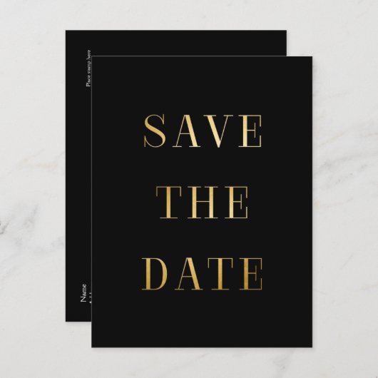 Zwart & goud BEWAREN DE DATUM Briefkaart van het m (Voorkant / Achterkant)