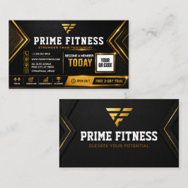 Zwart & Goud Bewerkbare Fitness Club Kaart Ontwerp Visitekaartje