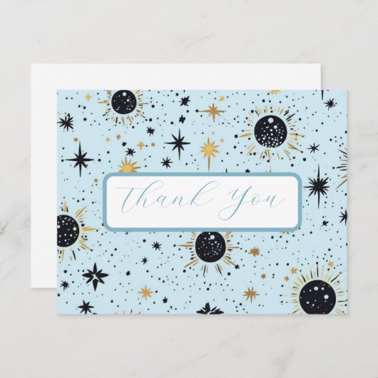 Zwart Goud Blauw Hemelse Bruiloft Dank u Kaart (Voorkant / Achterkant)