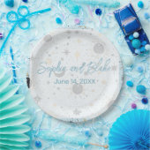 Zwart Goud Blauw Hemelse Bruiloft Papieren Bordje (Feest)