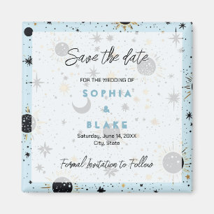 Zwart Goud Blauw Hemelse Bruiloft Save the Date Magneet