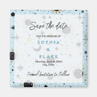 Zwart Goud Blauw Hemelse Bruiloft Save the Date Magneet