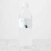 Zwart Goud Blauw Hemelse Bruiloft Waterfles Etiket (Achterkant)