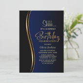 Zwart Goud Blauw Verrassing Verjaardagsfeest Kaart (Staand voorkant)