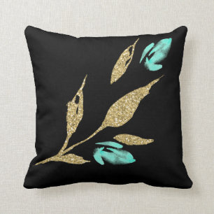Zwart Goud & Blauwgroen Sierkussen