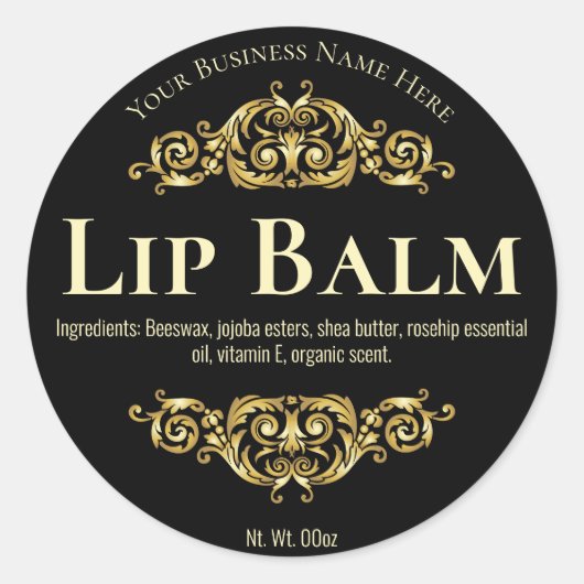 Zwart Goud  Bloeien Lip Balm Pot Labels (Voorkant)
