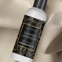 Zwart & Goud Bloem 4 OZ Cosmetica Fles Label