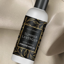 Zwart & Goud Bloem 4 OZ Cosmetica Fles Label