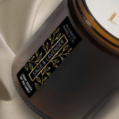 Zwart & Goud Bloem Kaars Skinny Verticale Label