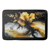 Zwart goud bloem marmer badmat (Voorkant)