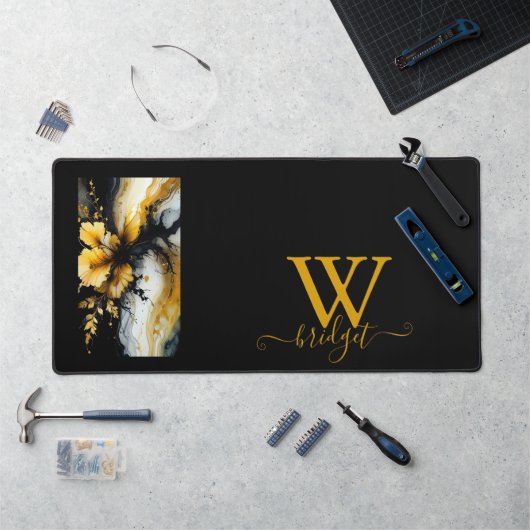 Zwart goud bloem marmer bureaumat (Werkstation)