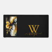 Zwart goud bloem marmer bureaumat (Voorkant)