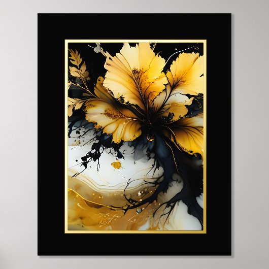 Zwart goud bloem marmer folie afdrukken (Voorkant)