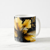 Zwart goud bloem marmer koffiemok (Voorkant rechts)
