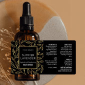 Zwart & Goud Bloemen 1 OZ Cosmetische Fles Label