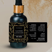 Zwart & Goud Bloemen 1 OZ Cosmetische Fles Label
