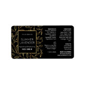 Zwart & Goud Bloemen 1 OZ Cosmetische Fles Label (Voorkant)