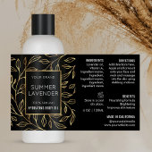 Zwart & Goud Bloemen 4 OZ Cosmetische Fles Label