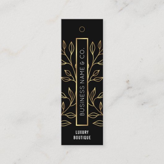 Zwart & Goud Bloemen Boutique Kleding Prijs Label (Voorkant)