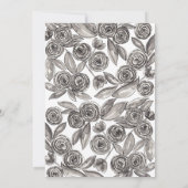 Zwart Goud Bloemen Confetti Waterverf Quinceañera Kaart (Achterkant)