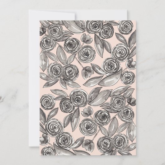 Zwart Goud Bloemen Confetti Waterverf Sweet 16 Kaart (Achterkant)