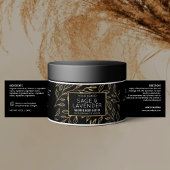 Zwart & Goud Bloemen Cosmetische Jar Wraparound La Waterfles Etiket