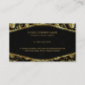 Zwart & Goud  Bloemen Damasks 2c Visitekaartje (Achterkant)