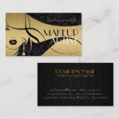 Zwart & Goud Bloemen Damasks-Make-up Artiest Visitekaartje (Voorkant / Achterkant)