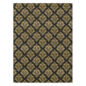 Zwart & Goud Bloemen Damast Geometrisch Patroon Tafelkleed (Voorkant)