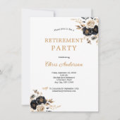 Zwart Goud Bloemen Elegante Moderne Pensioen Parti Kaart (Voorkant)
